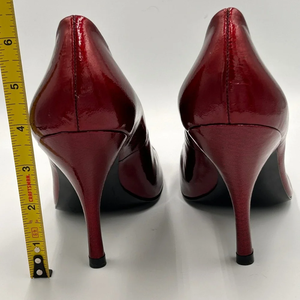 BCBGirls Patent Leather Peep Toe‎ Stiletto Heels Women's Size 8.5 Red